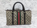 Gucci Sherry Line GG Plus Boston Bag Beige Canvas Hand Bag Used 08M012400024