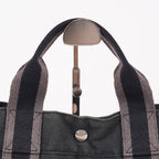 HERMES Fourre-Tout MM Black Canvas Tote Bag Hand Bag Purse Used 07A08605005