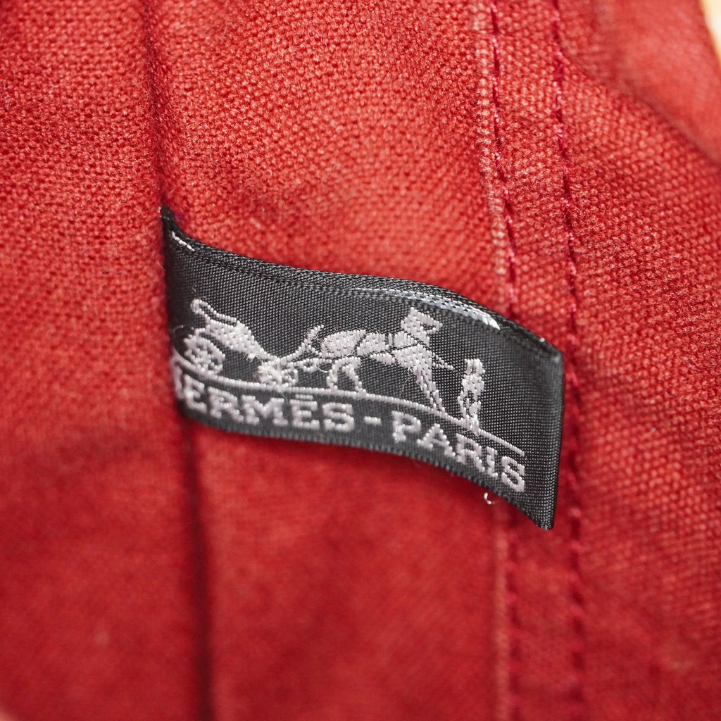 Hermes Fourre-Tout TPM Red Canvas Tote Bag Used Vintage Auth 09E06385011