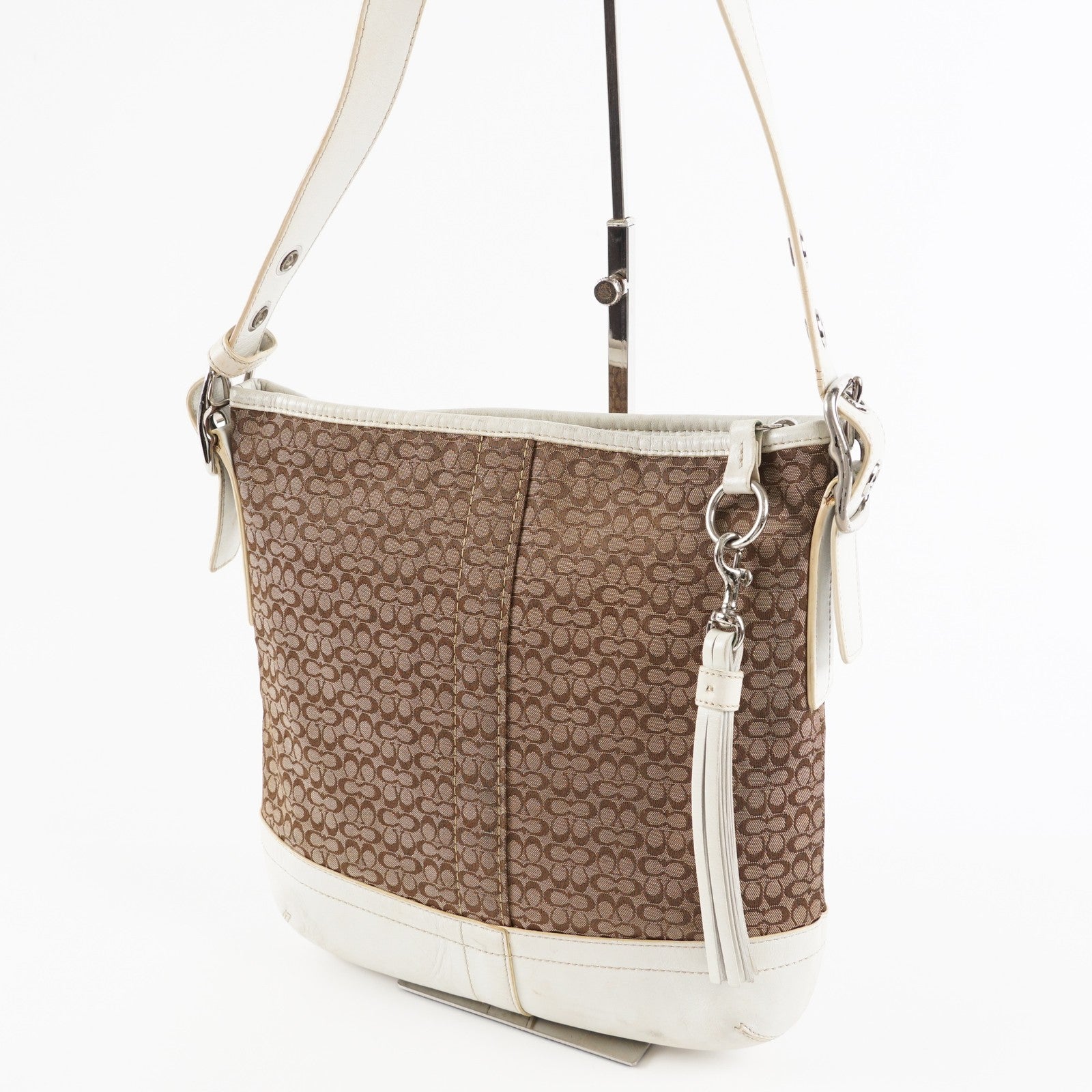 Coach Purse Logo Signature Handbags WhiteLEATHER DUFFLE HOBO  XY172