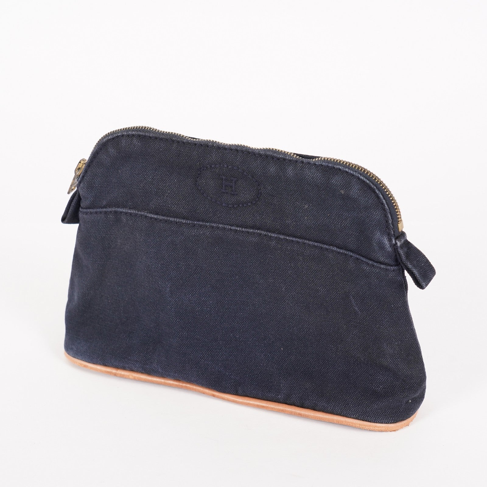 Authentic HERMES Bolide Pouch PM Canvas Black 06E01605027