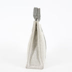 HERMES Fourre Tout PM Canvas Tote Hand Bag Gray Black Stripe 08E23825010