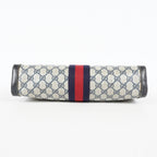 Gucci Clutch Bag Navy GG Canvas Leather Used Pouch Second Bag 09M441019708