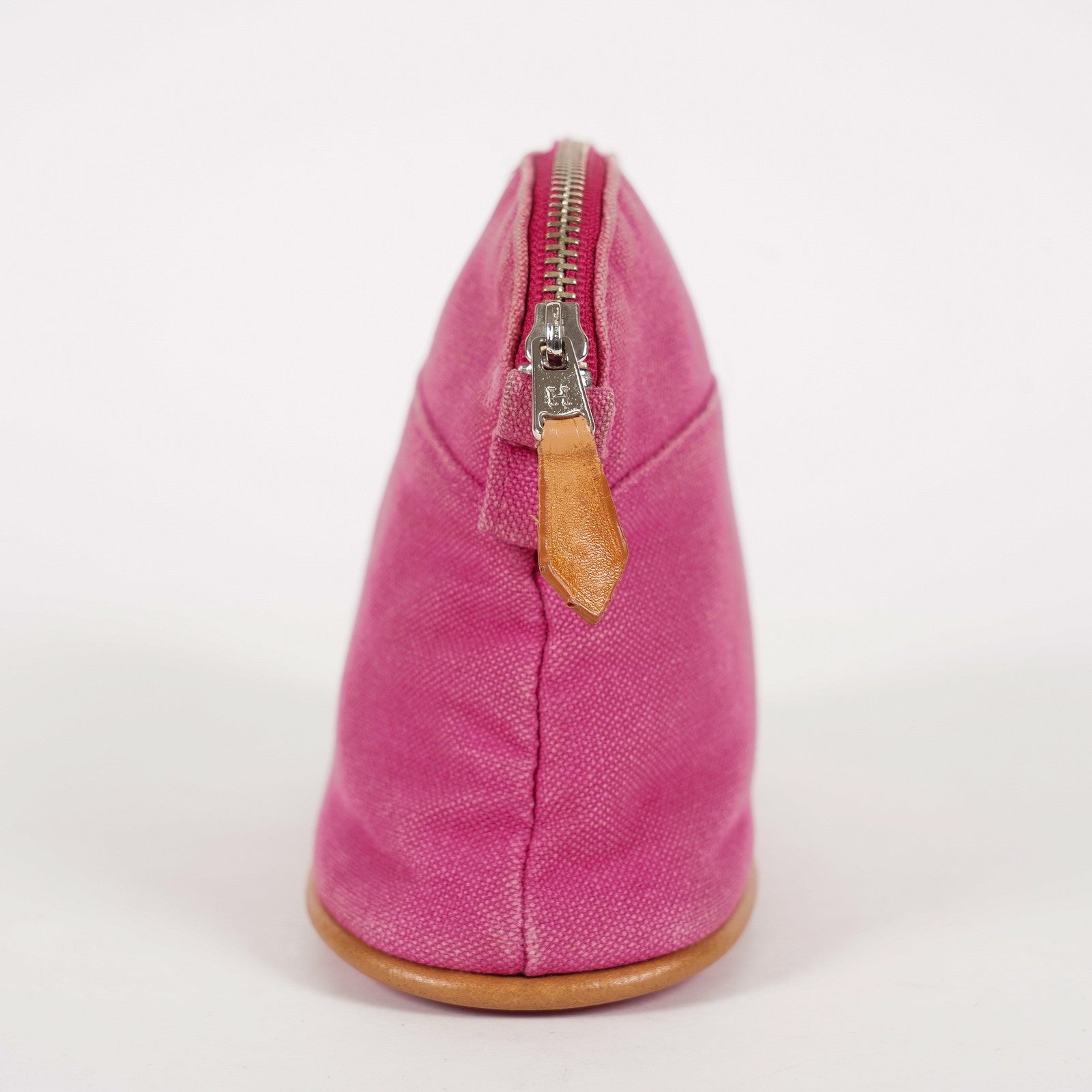 Hermes Bolide Pouch Mini Mini Pink Canvas Leather Used 07E27825001