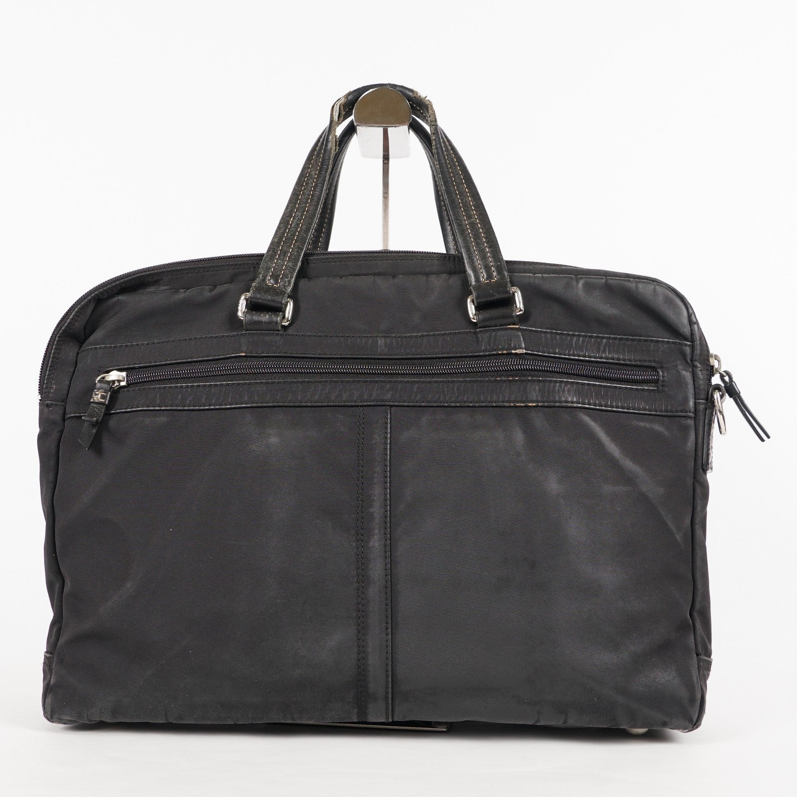 Coach Varick Briefcase Business Bag Brown Nylon Leather Tablet Laptop XY90