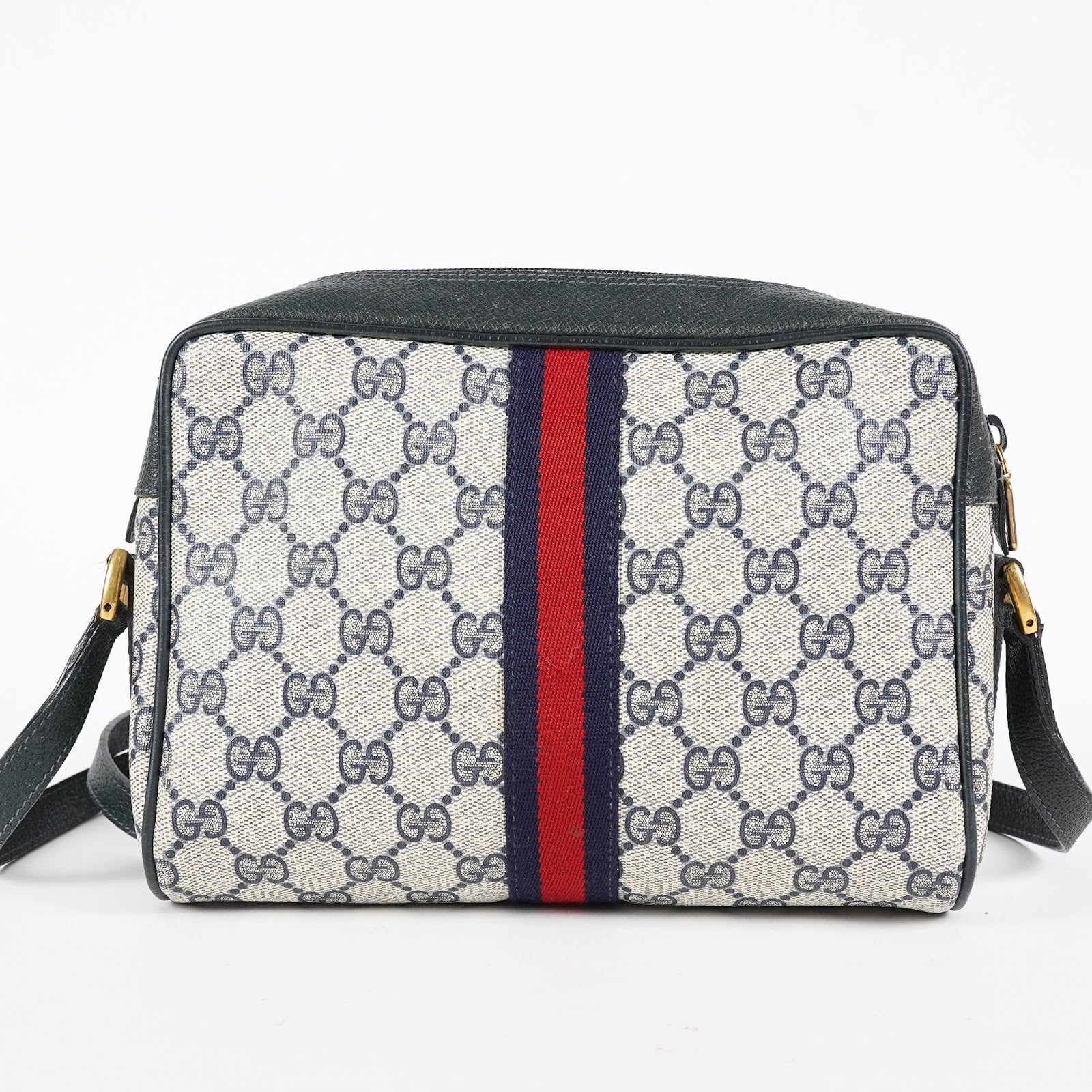 GUCCI Sherry Line GG Supreme Shoulder Bag Navy Crossbody Vintage 08E242640010