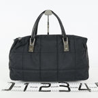 Chanel Chocolate Bar Nylon Mini Boston Bag 35cm Black Silver HW 07E314180008