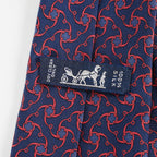 HERMES Neck tie Silk Navy Blue Red Pinwheel pattern japan seller vintage XYZ262