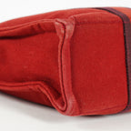 Hermes Fourre-Tout PM Red Canvas Leather Tote Bag Used Vintage 09E05825011
