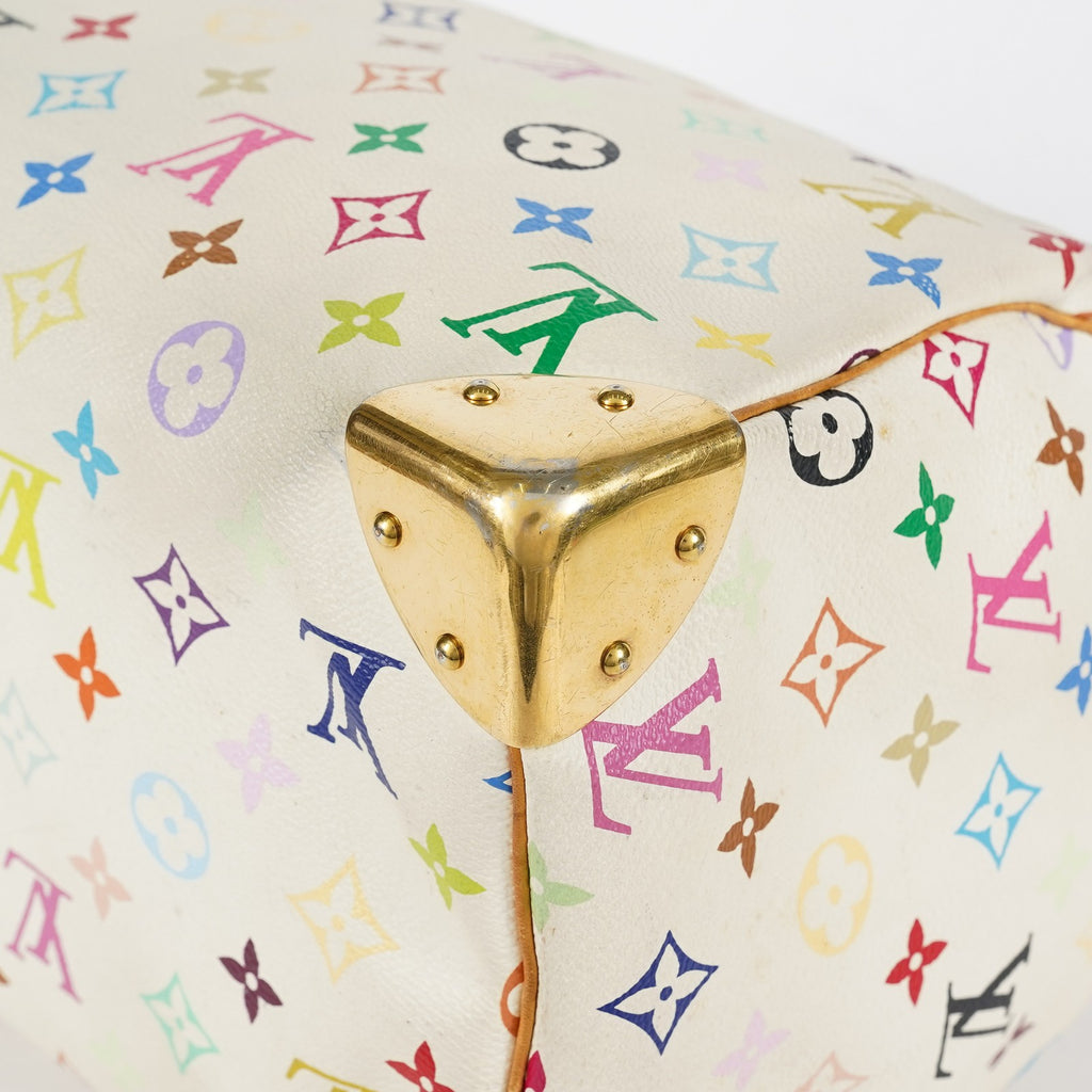 Louis Vuitton Speedy 30 M92642 Monogram Multicolore White Bag Used 08E107150008