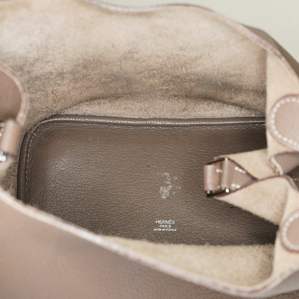 Hermes Picotin Lock MM Taurillon Clemence Leather Bag Gray Used 07E2223980025