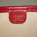 Hermes Rouge Red Taurillon Clemence Leather and Canvas Evelyne 06E0113310019