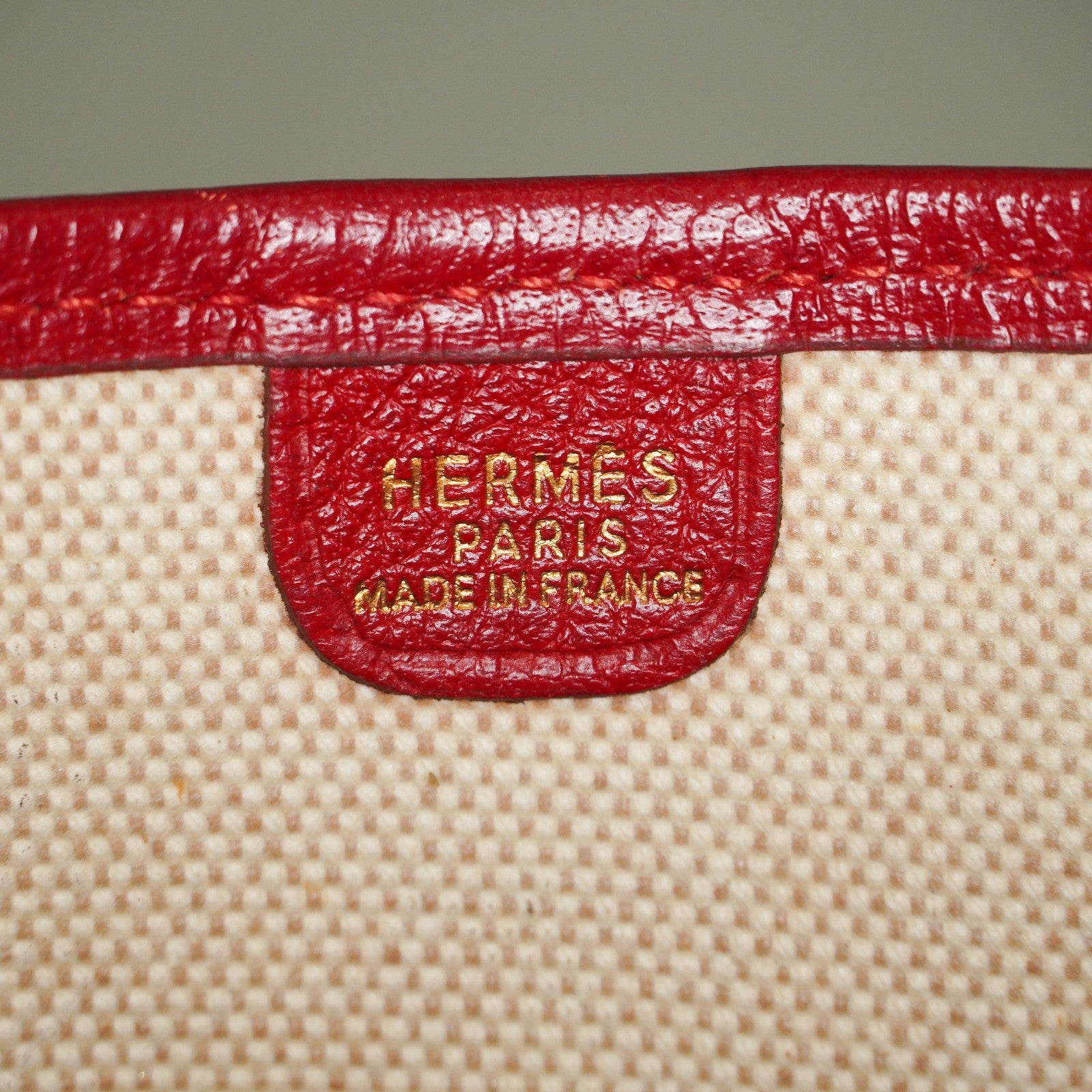 Hermes Rouge Red Taurillon Clemence Leather and Canvas Evelyne 06E0113310019