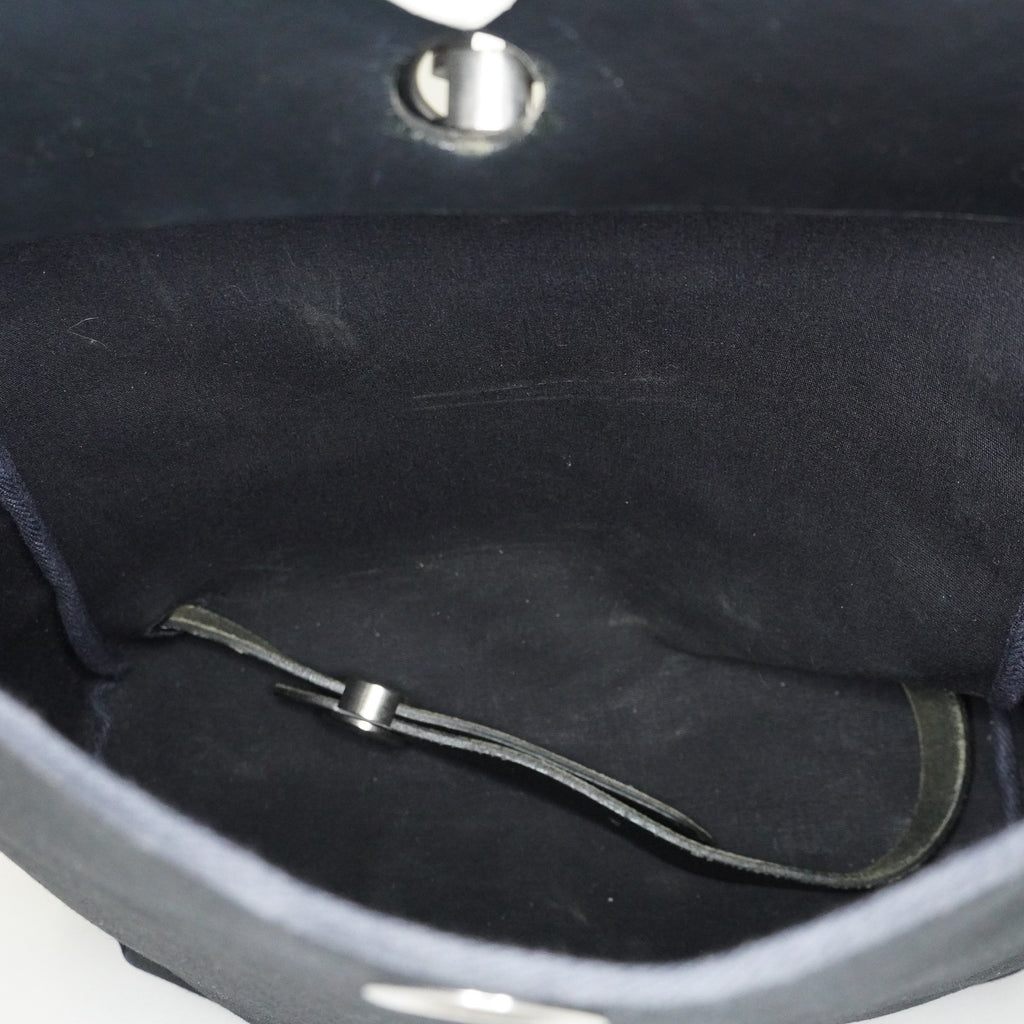 Hermes Herbag Ado Backpack 30cm Black Canvas Leather Used Auth 09E125940011
