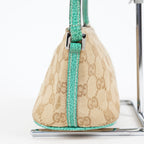 Gucci GG Canvas Boat Pochette Shoulder Bag Beige Green Used Vintage 08E012310002