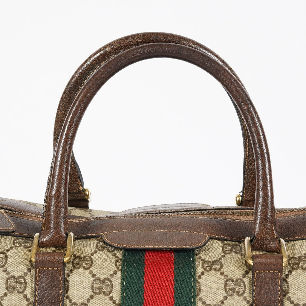 Gucci Vintage GG Supreme Sherry Line Mini Boston Bag Beige Leather 07E052640017