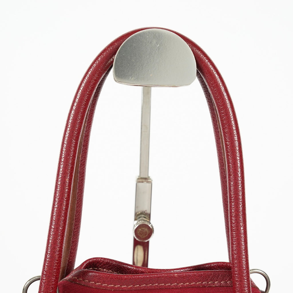 Hermes Garden File PM Red Leather Tote Shoulder Bag Used Auth 09E043410011