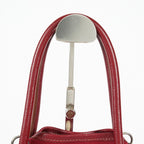 Hermes Garden File PM Red Leather Tote Shoulder Bag Used Auth 09E043410011