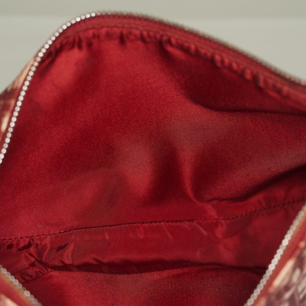 Christian Dior Saddle Bag Trotter Canvas Bordeaux Beige Silver HW 09E223121010