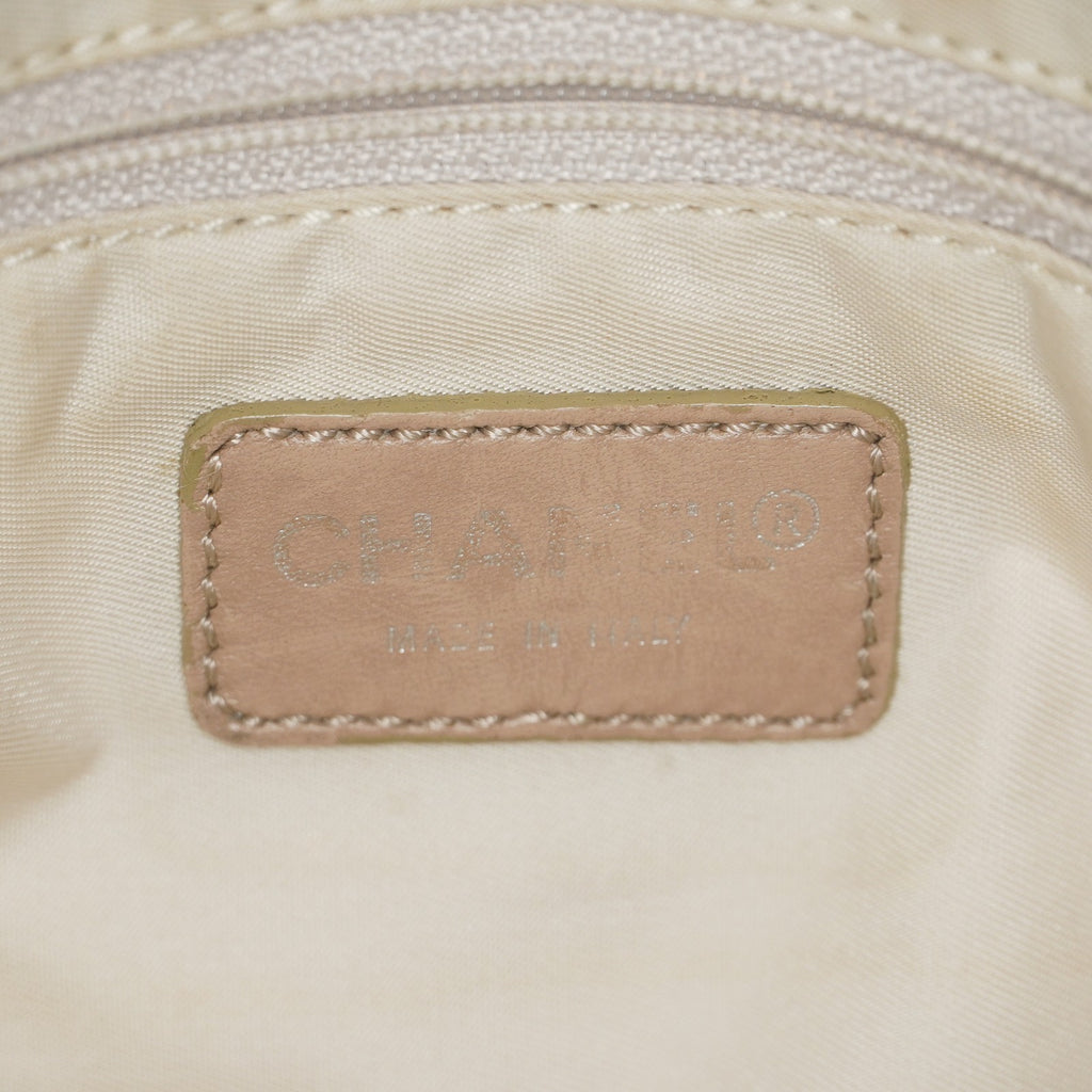 Chanel Travel Line Tote Bag Beige Nylon Leather Used Handbag 09M351246308