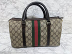 Gucci Sherry Line GG Plus Boston Bag Beige Canvas Hand Bag Used 08M012400024