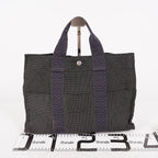 Hermes Herline MM Tote Bag Gray Canvas H Logo Used 07E20825001