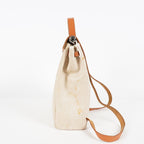 Hermes Herbag Ado PM Backpack Beige Canvas Leather 2way Bag Used 07E404730012