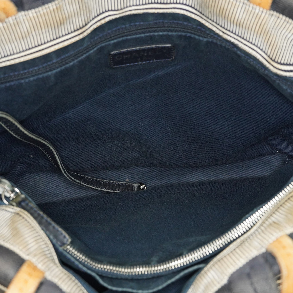 Chanel Coco Canvas Leather 2WAY Tote Bag 40cm Navy Used Vintage 07E019020027