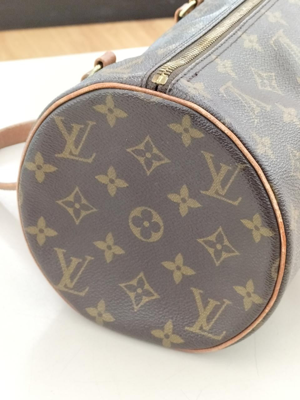 Louis Vuitton Papillon 30 Used Monogram Brown Canvas Handbag M51385 08O085420024