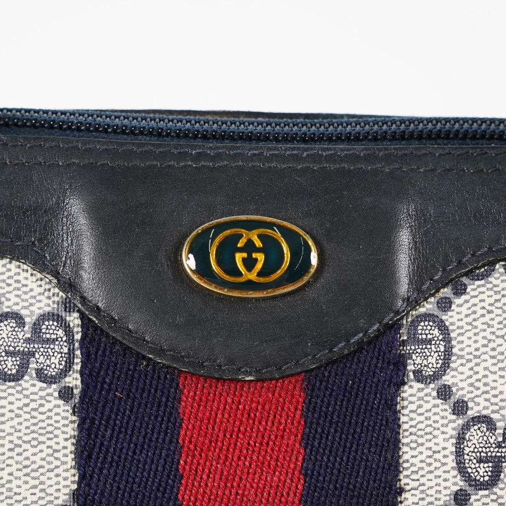 GUCCI Vintage Sherry Line GG Canvas Mini Boston Bag Navy Web 08E393190010