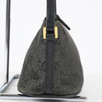 Gucci GG Canvas Boat Pochette Accessory Pouch Bag Gray Black Used 08E012530012