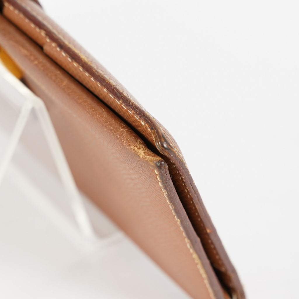 Hermes Bearn Soufflet Long Wallet Brown Leather Gold Hardware Used 08E022090008