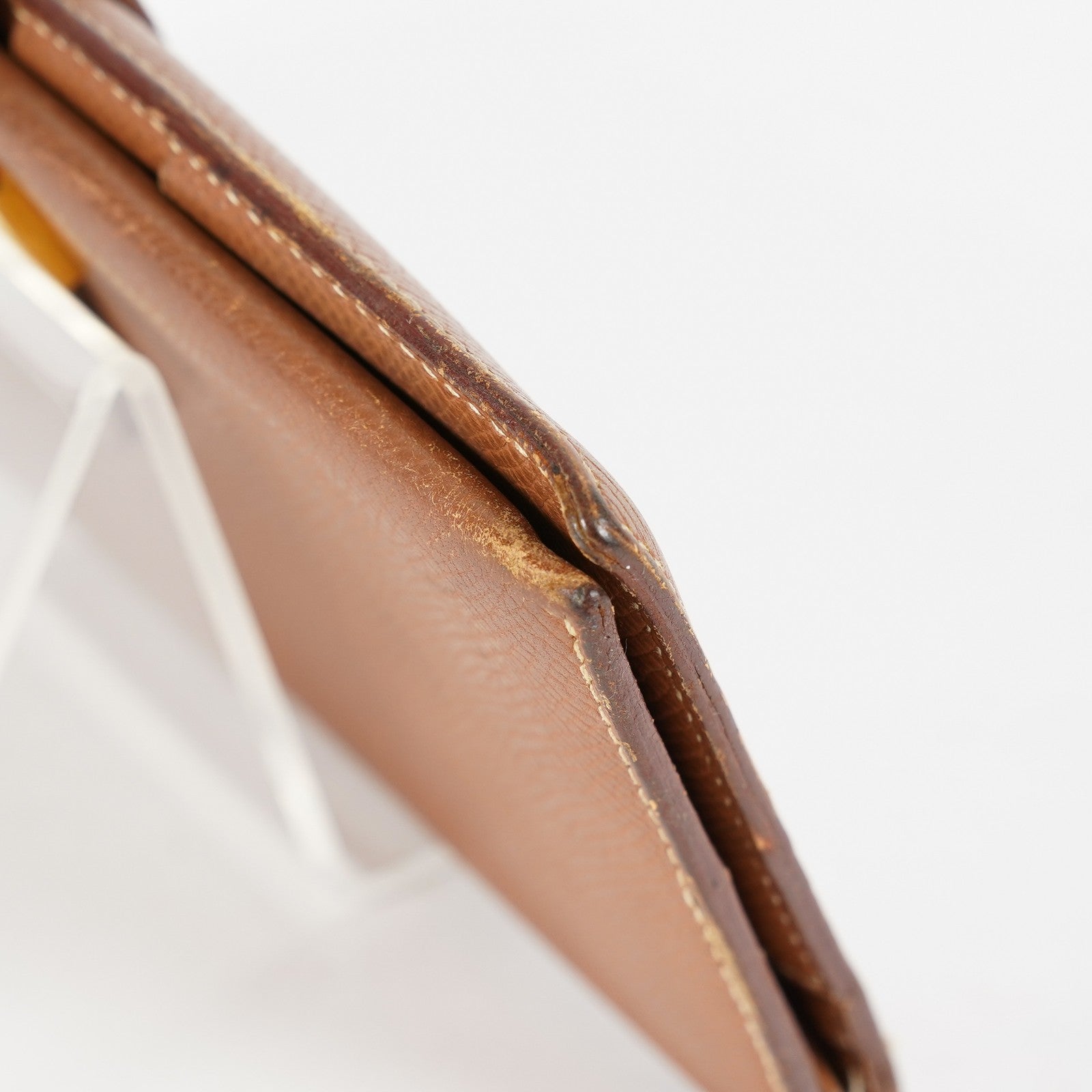 Hermes Bearn Soufflet Long Wallet Brown Leather Gold Hardware Used 08E022090008