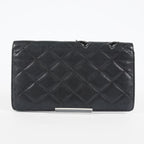 Chanel Cambon Long Wallet 19cm Black Quilted Lambskin Bifold Used 08E011760008