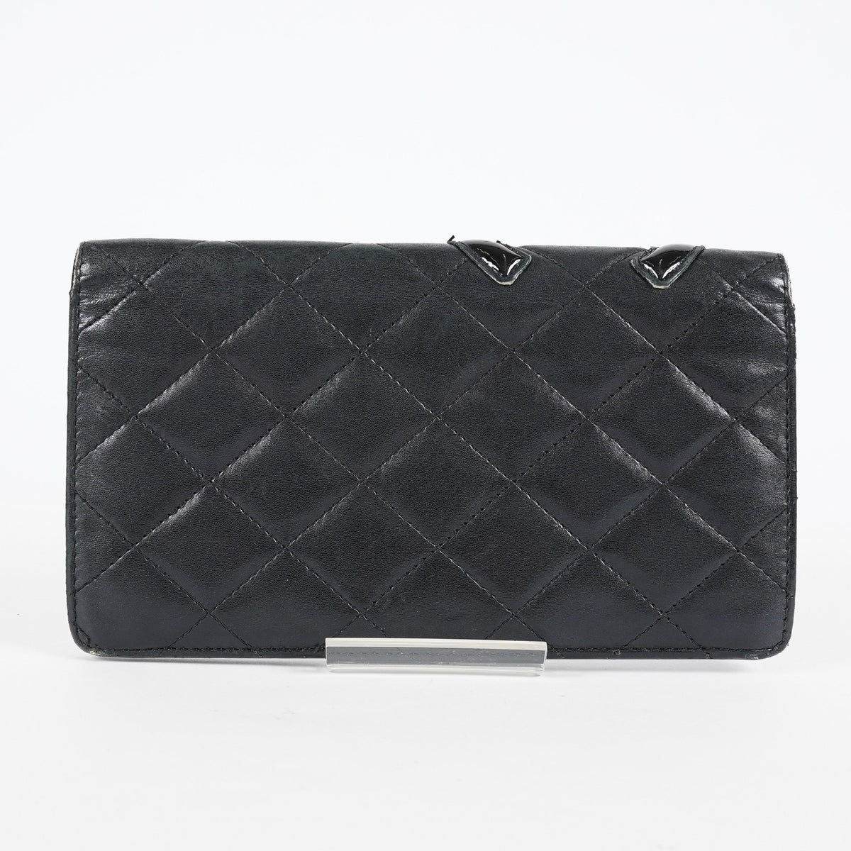 Chanel Cambon Long Wallet 19cm Black Quilted Lambskin Bifold Used 08E011760008