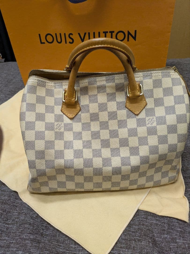 Louis Vuitton Speedy 30 Damier Azur White Handbag N41533 Used 08M066780024