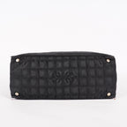 Chanel Old Travel Line Tote MM Black Nylon Shoulder Bag CC Used 06E111155030