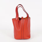 Hermes Picotin Lock PM Red ClemenceLeather Silver Hardware 05E3318150016