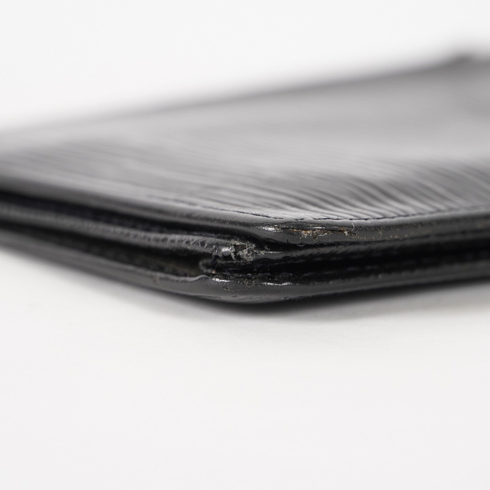 Louis Vuitton LV Long Wallet Portefeuille Brazza M63382 Black Epi Auth XY214