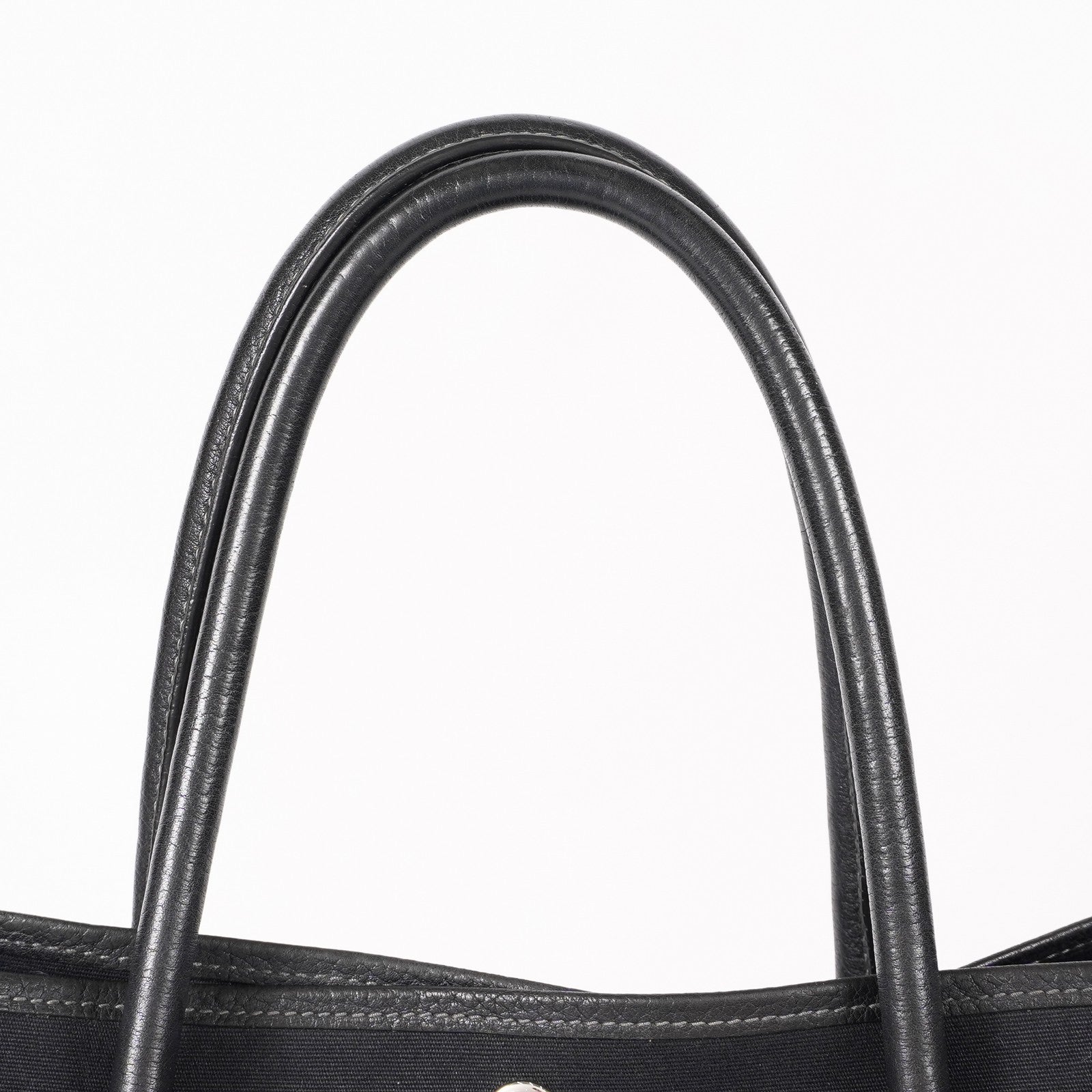 Authentic Hermes Garden Party MM Canvas Leather Tote Bag  black 02E036820003