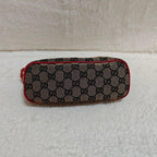 Gucci GG Canvas Handbag Pochette 24cm Beige Red Vintage Used 08M022308023