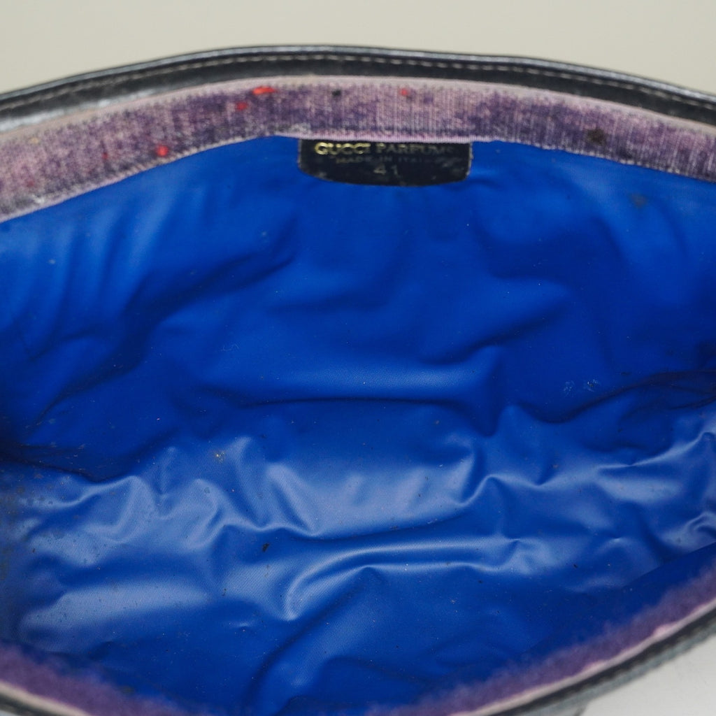 Gucci GG Supreme Clutch Bag 29cm Navy Canvas Leather Used Auth 09E20935010