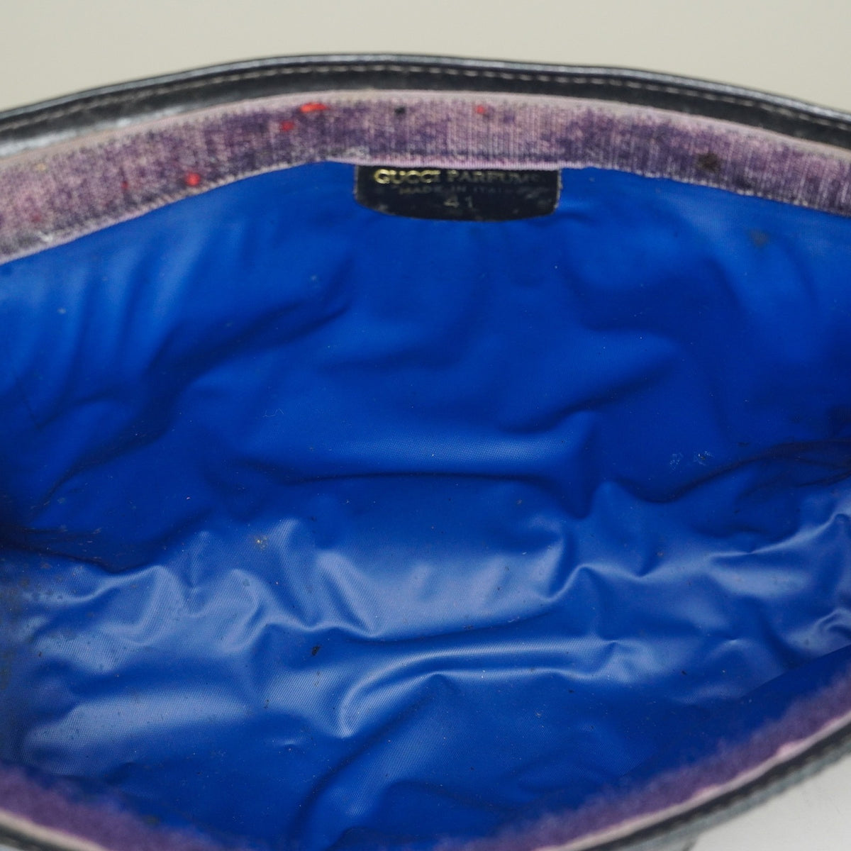 Gucci GG Supreme Clutch Bag 29cm Navy Canvas Leather Used Auth 09E20935010