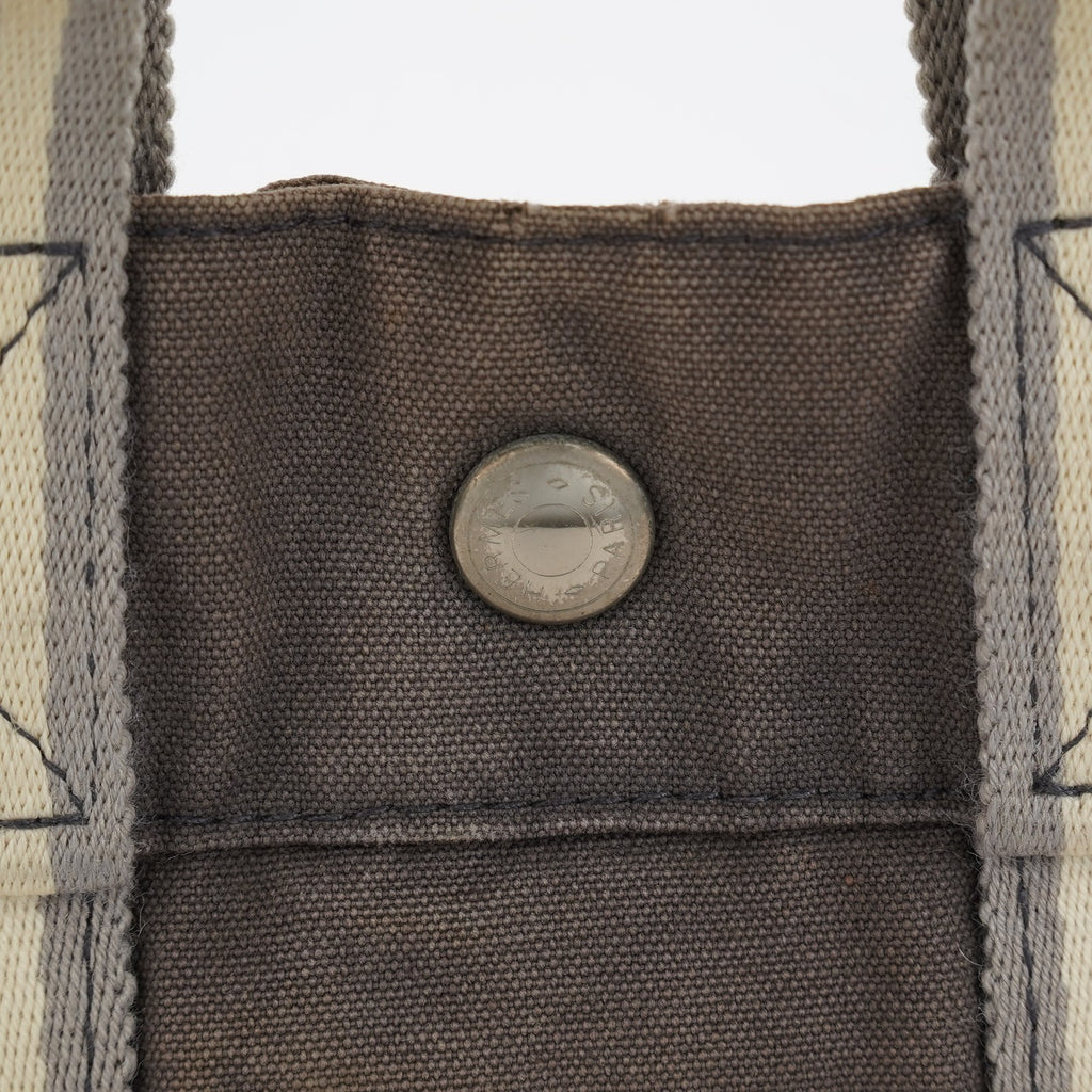 Hermes Fourre-Tout PM Tote Bag Canvas Gray Used Vintage Handbag 07E13825007