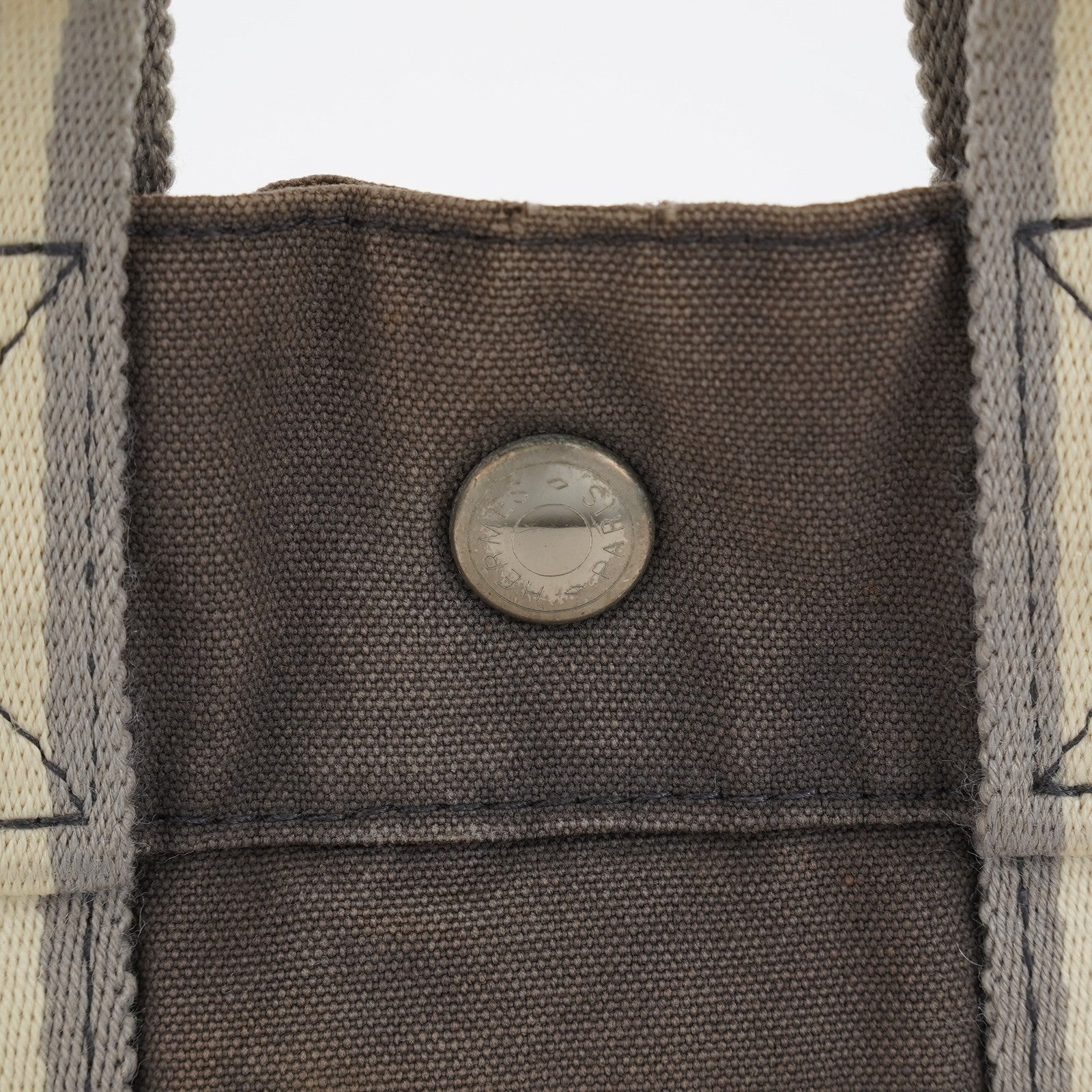 Hermes Fourre-Tout PM Tote Bag Canvas Gray Used Vintage Handbag 07E13825007