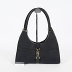 Gucci Jackie Vintage Handbag Shoulder Bag 30cm Black Canvas Leather 07E153190009