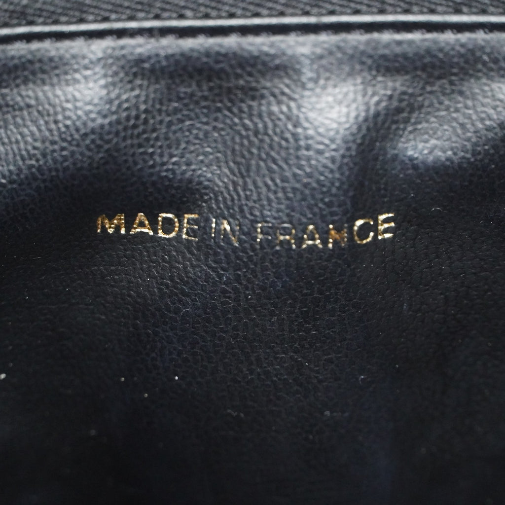 Chanel Caviar Skin Vanity Bag Top Handle 19cm Black Gold HW CC Used 08E066380006