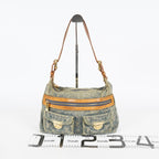 Louis Vuitton M95049 Monogram Denim Baggy Shoulder Bag Blue Used 07E019570019