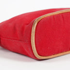 Hermes Bolide Pouch 20 Red Canvas Leather Trim Cosmetic Pouch Used 08E04605008