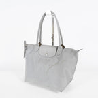 LONGCHAMP Le Pliage Nylon Shoulder Tote Gray Silver Hardware Used 08M40339917